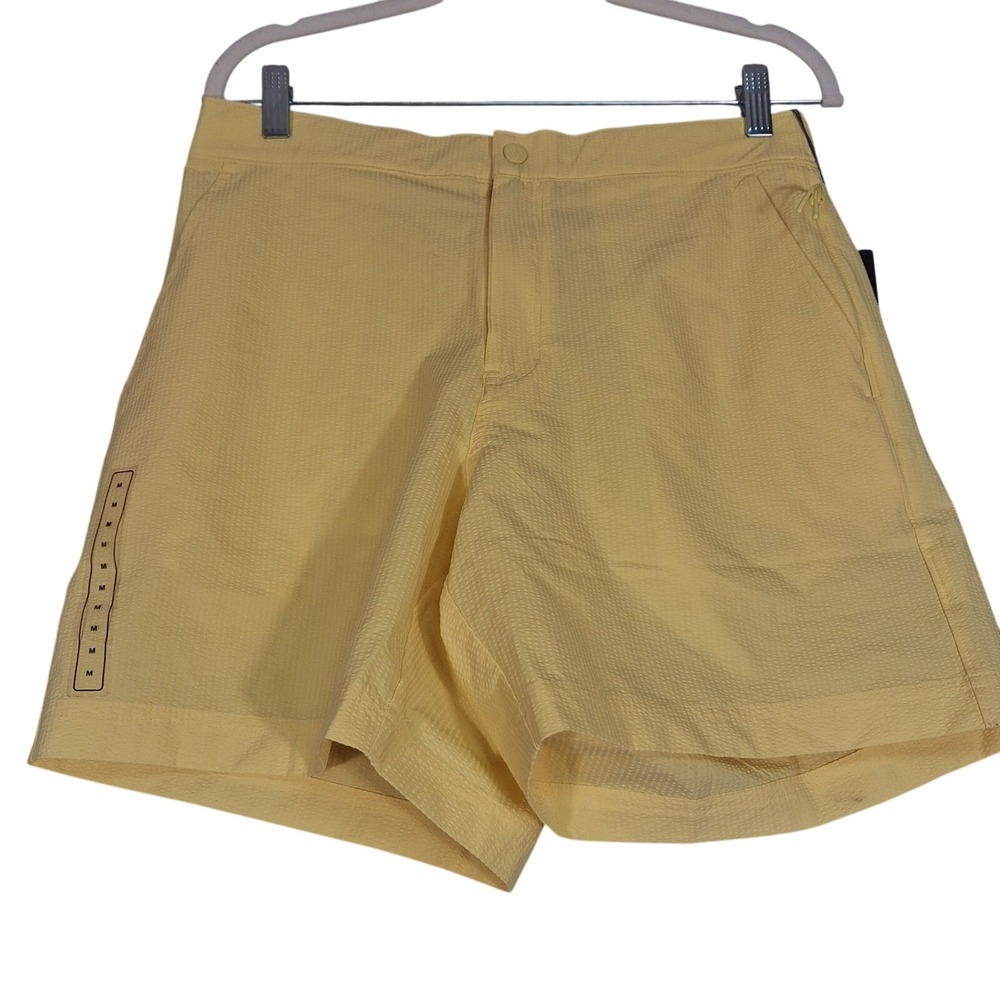 VRST Resort Shorts Mens Medium Yellow Seersucker Relaxed Fit 6 Inch Inseam NEW